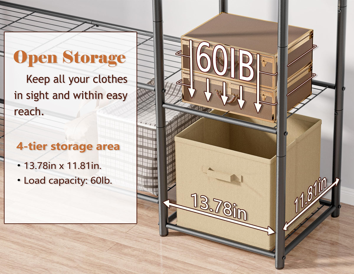 HOMIDEC Wardrobe Closet top storage area fits suitcases and large boxes