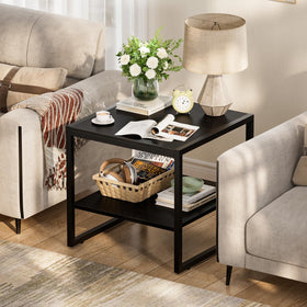 Homieasy End Table with two-tier storage for organized books and decor