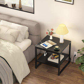 Homieasy end table lower shelf houses power strip away from liquids