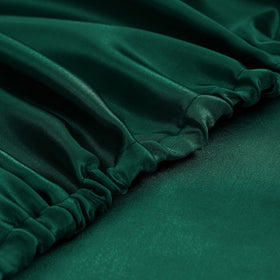 Homiest 4pc Satin Sheets Set – Deep-Pocket Queen, Blackish Green, Silky Bedding