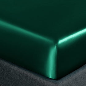Homiest 4pc Satin Sheets Set – Deep-Pocket Queen, Blackish Green, Silky Bedding