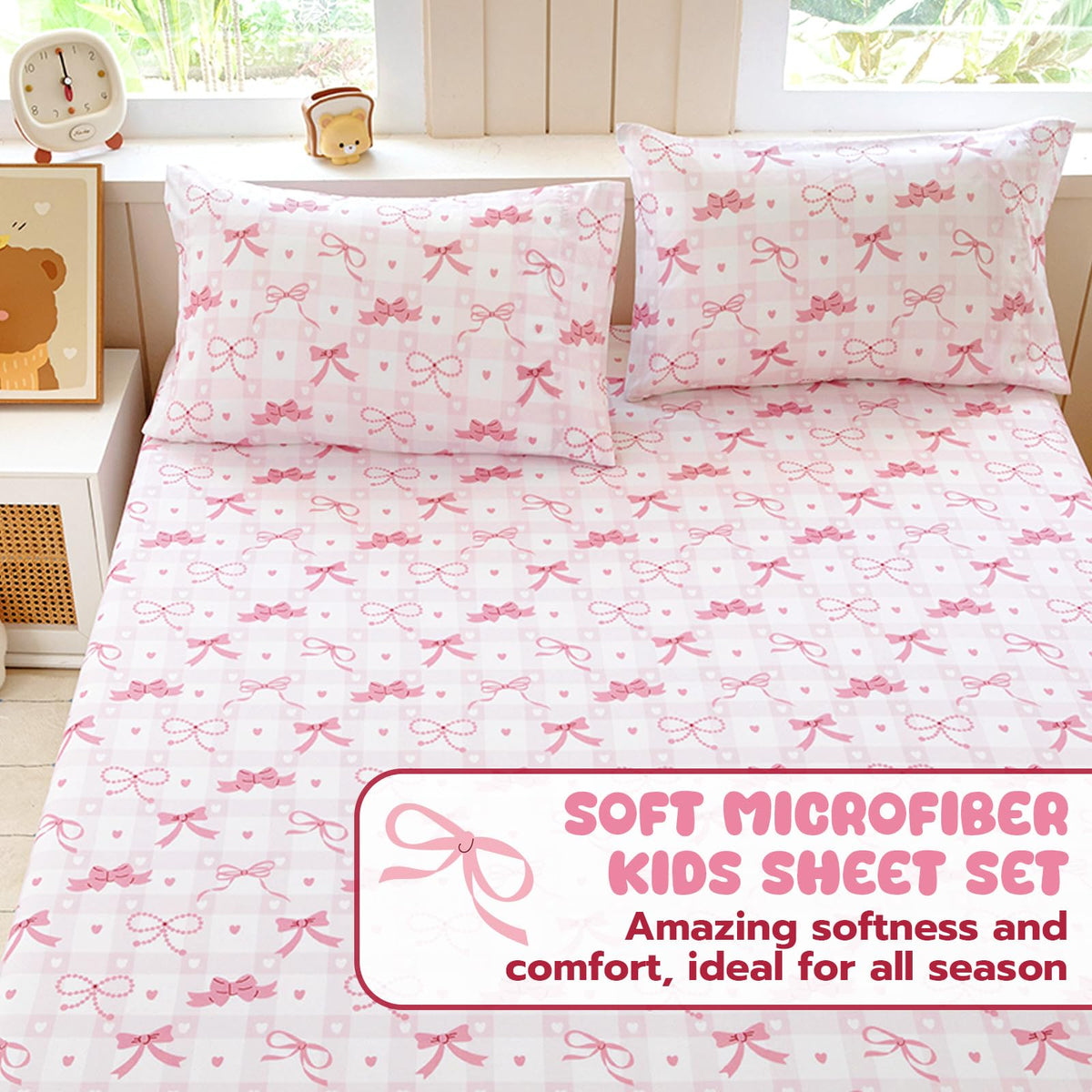 Homilay pink bow design gives a playful, gift-ready bedroom upgrade.