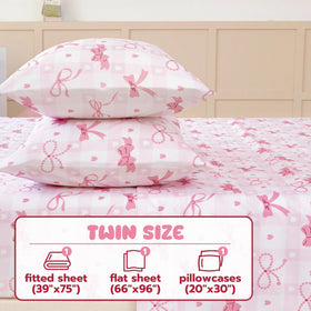 Homilay kids' pillowcase showcases charming pink bow design for playful bedtime decor.