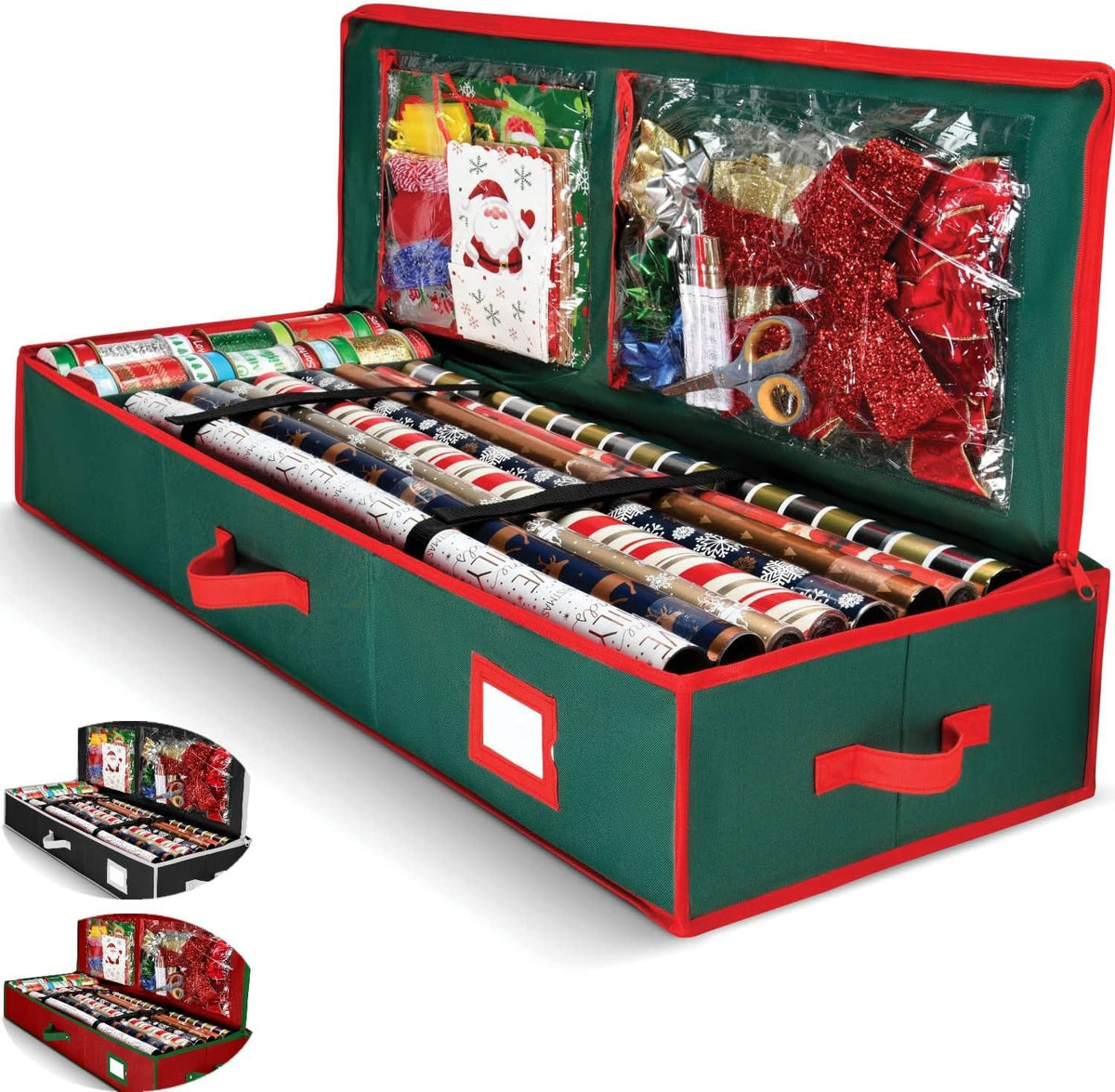 Homior Premium Wrap Organizer front view showing capacity for up to 27 rolls