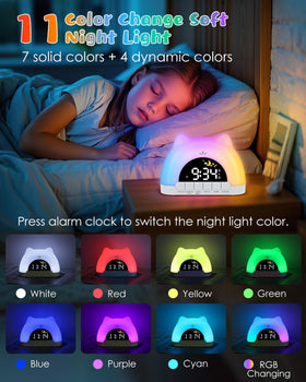 10 built-in melodies with adjustable volume for soothing wake-ups.