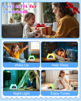 Homiyteck clock with 11 night light colors to create cozy bedtime ambiance.