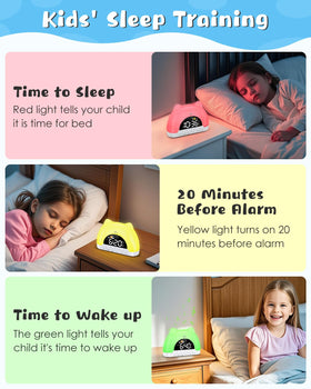 Dual alarm and weekday settings help keep kids on a consistent morning routine.