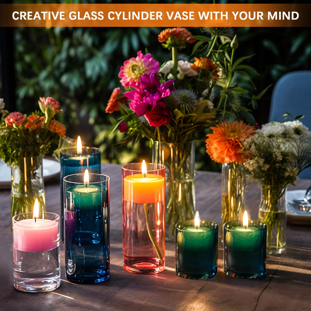 Homjoy glass cylinder vase 10-inch tall dramatic wedding centerpiece.