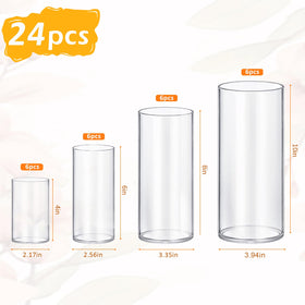 Homjoy glass cylinder vase 6-inch tall perfect for mid-height centerpieces.