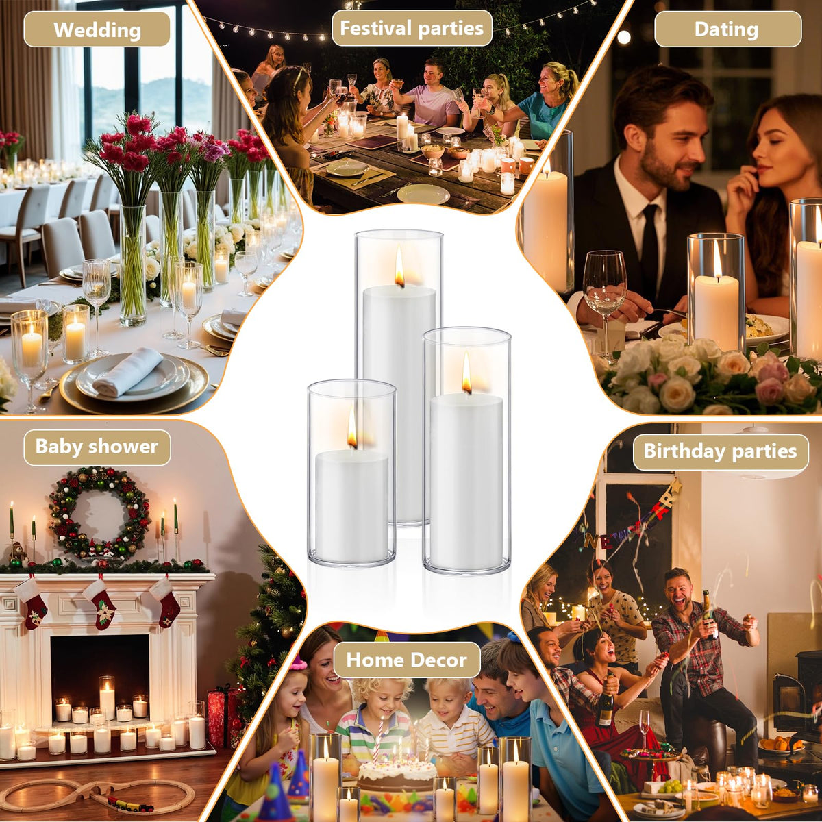 Homjoy office and home decor candle display adds warm, versatile lighting.