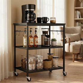 Homleke 3-Tier Rolling Cart top view shows compact space-saving design ideal for kitchens