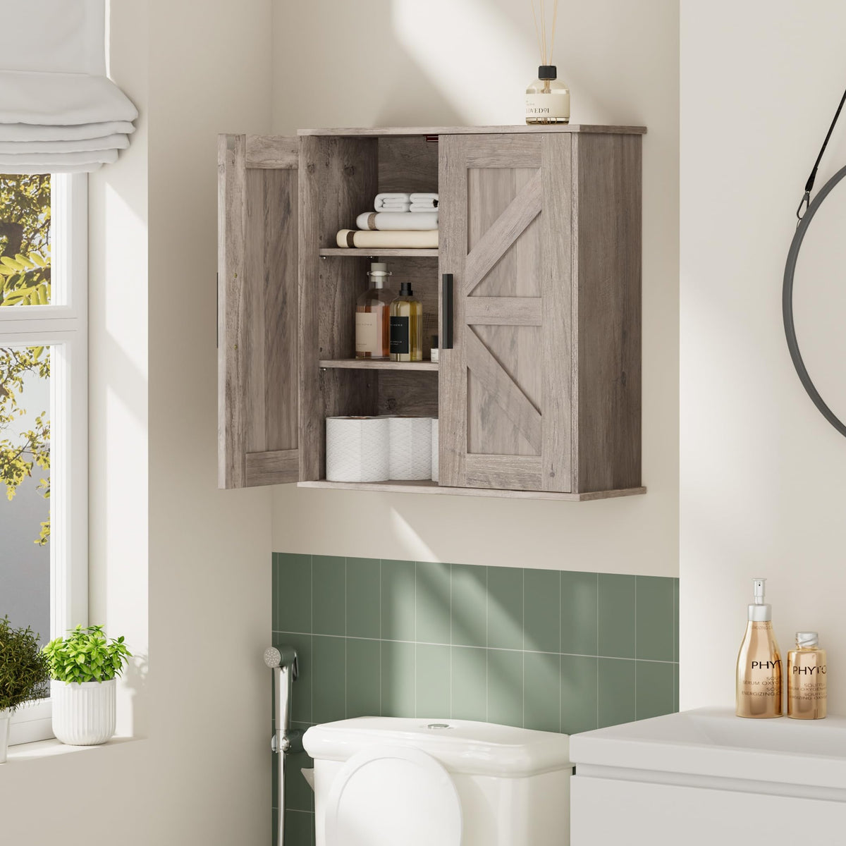 Homleke cabinet interior shows adjustable shelves for flexible organization