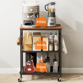 Homleke durable wooden top provides sturdy surface for appliances.
