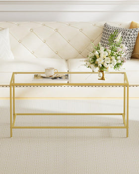 Homleke glass coffee table edge detail highlights rounded corners