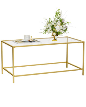 Homleke glass coffee table minimalist design complements modern décor