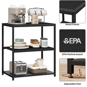 Homleke Kitchen Island three-shelves design keeps cookware organized.