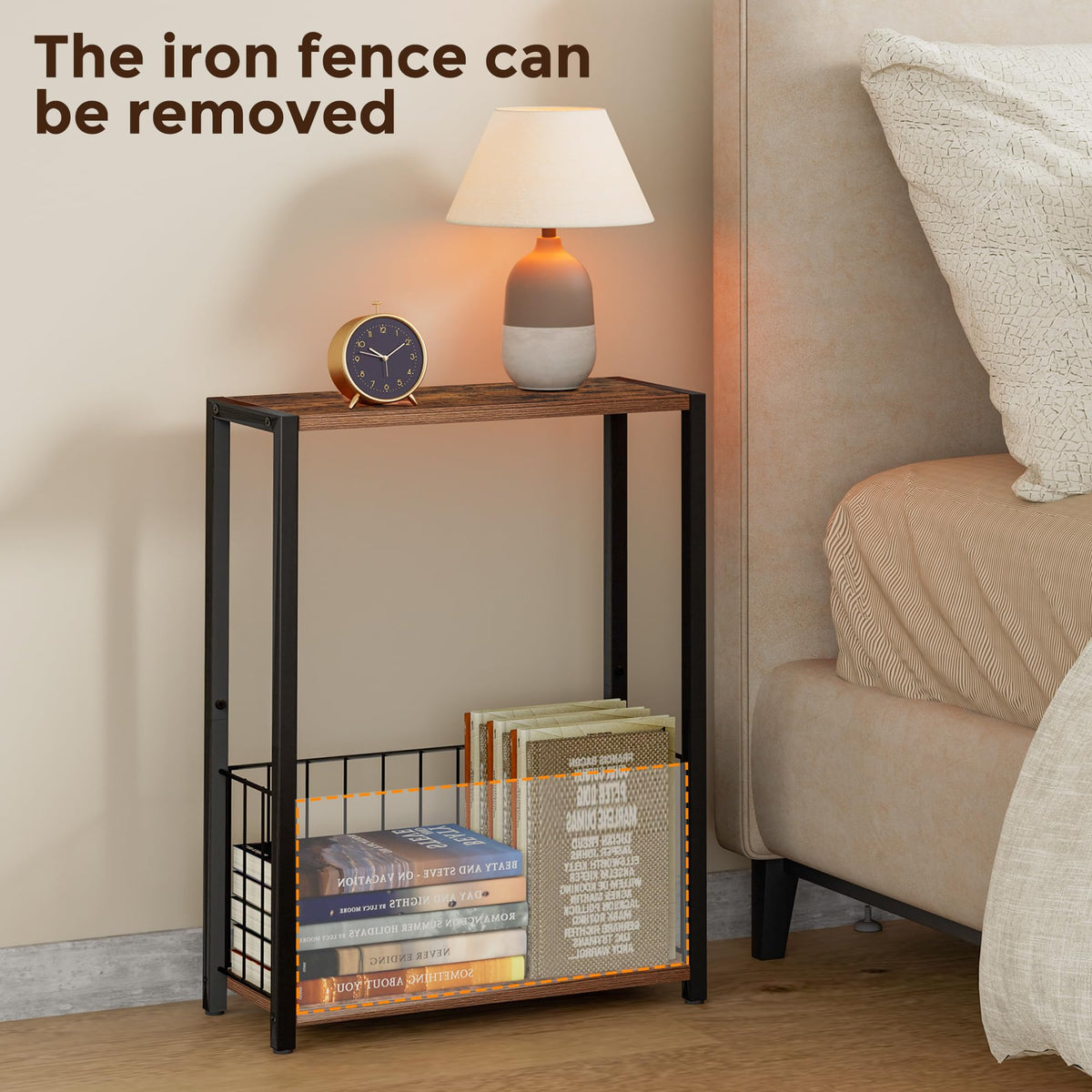 Homleke Narrow Side Table is versatile as nightstand, console, or desk organizer.