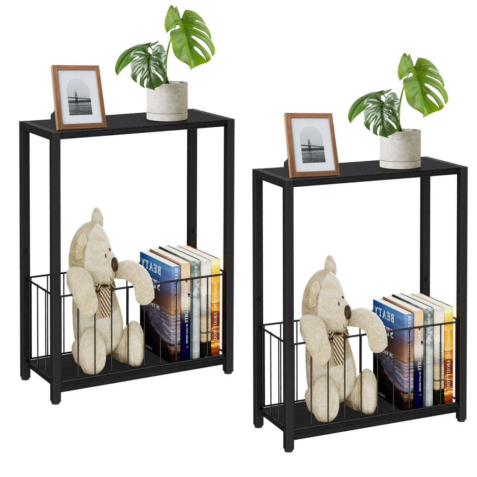 Homleke narrow side table set of 2 beside a sofa for compact living spaces