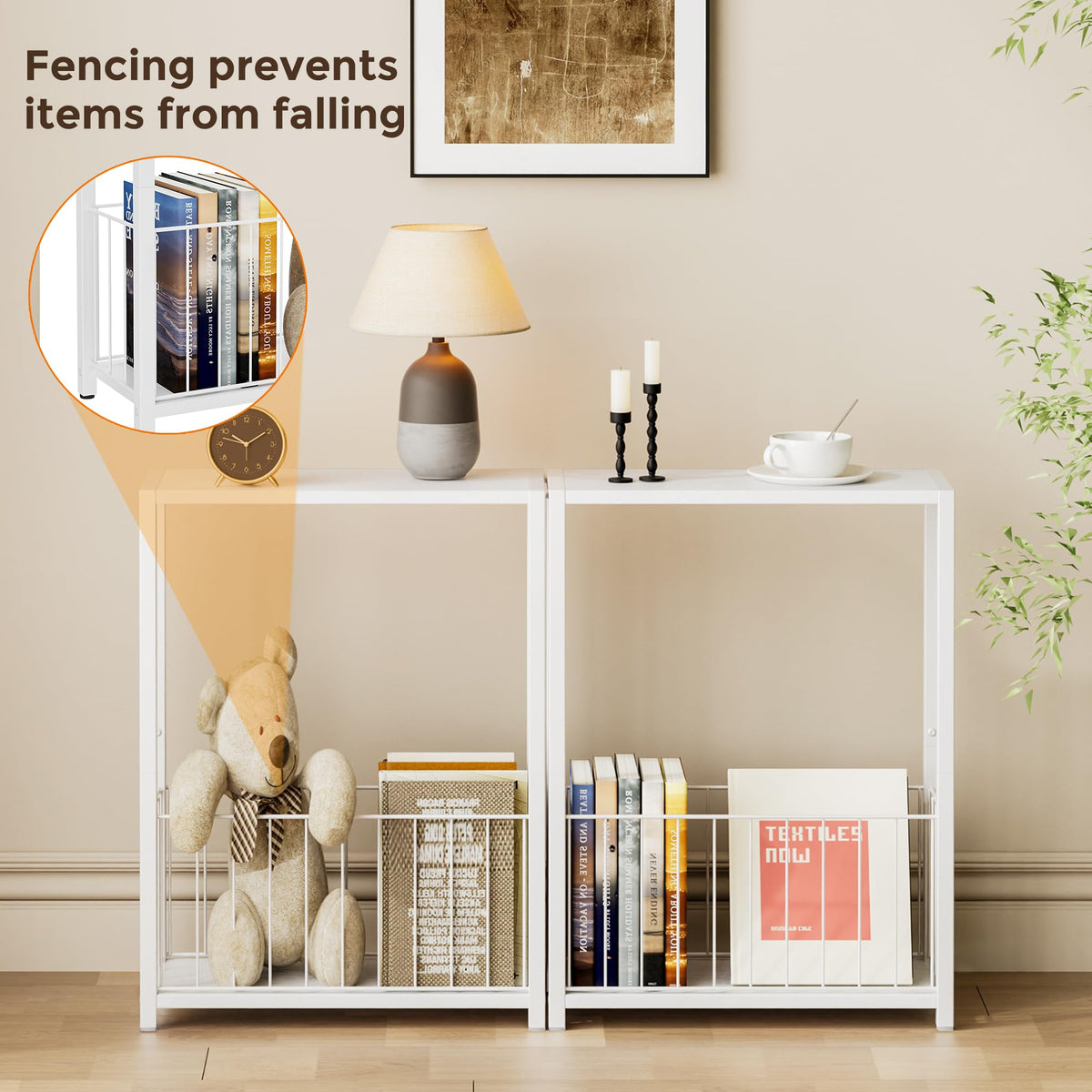Homleke narrow side table white distressed finish complements decor