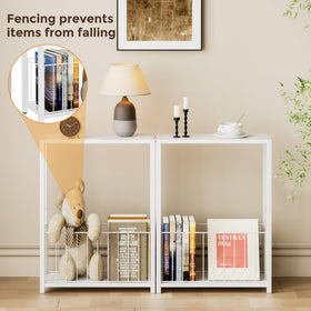 Homleke narrow side table white distressed finish complements decor