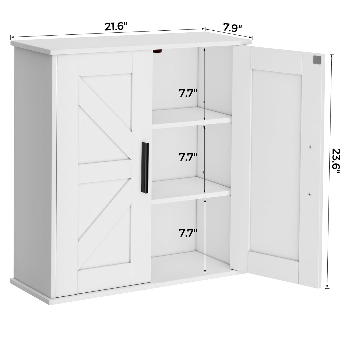 Homleke over-toilet setup saves floor space while adding hidden storage.