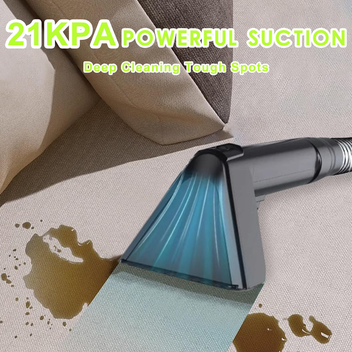 HOMLOVE upholstery cleaner attachment demonstrates versatile stain lifting on fabric