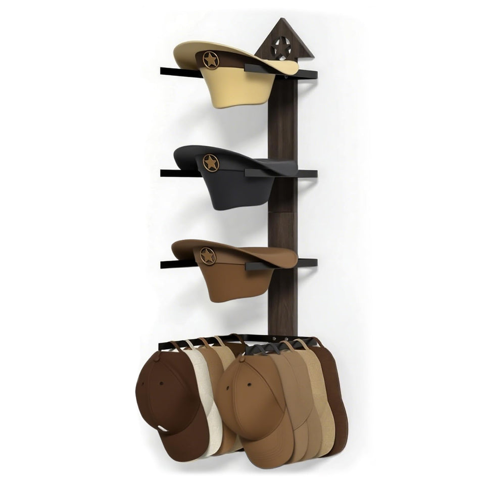 Homlume cowboy hat rack wall mount showing organized hat display