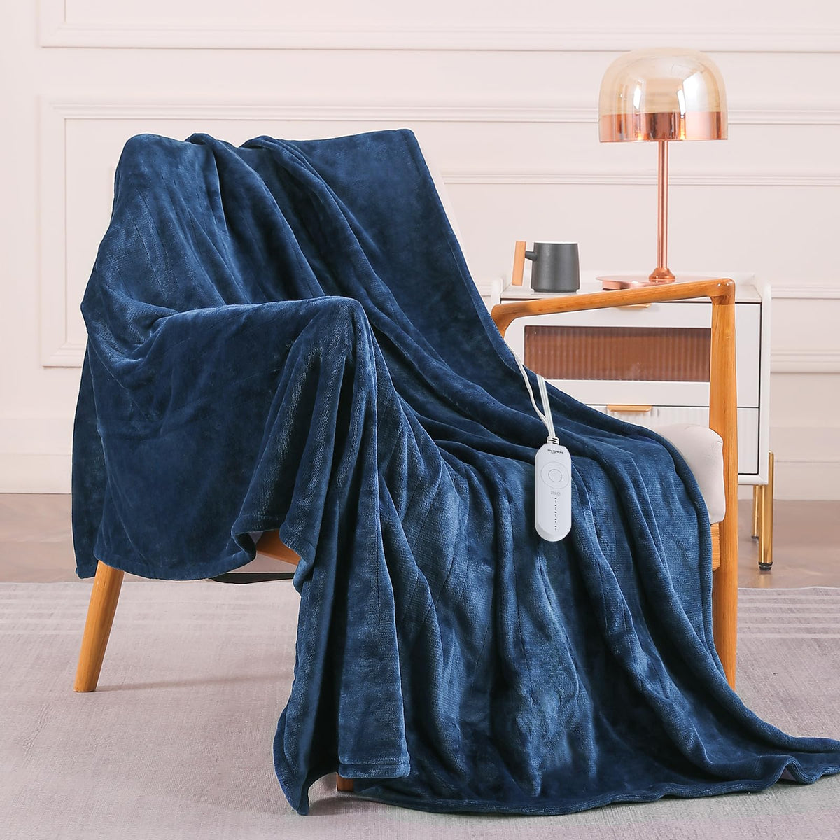 LuxeHeat blanket laid on a bed for a warm morning wake-up