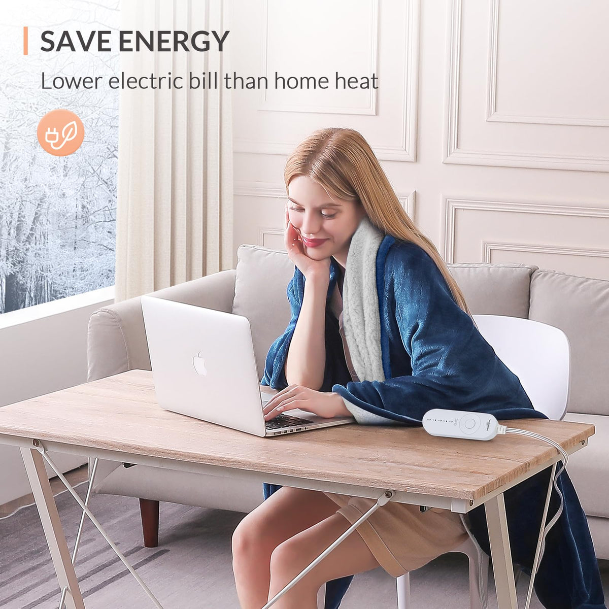 LuxeHeat on a living room sofa ready for evening relaxation