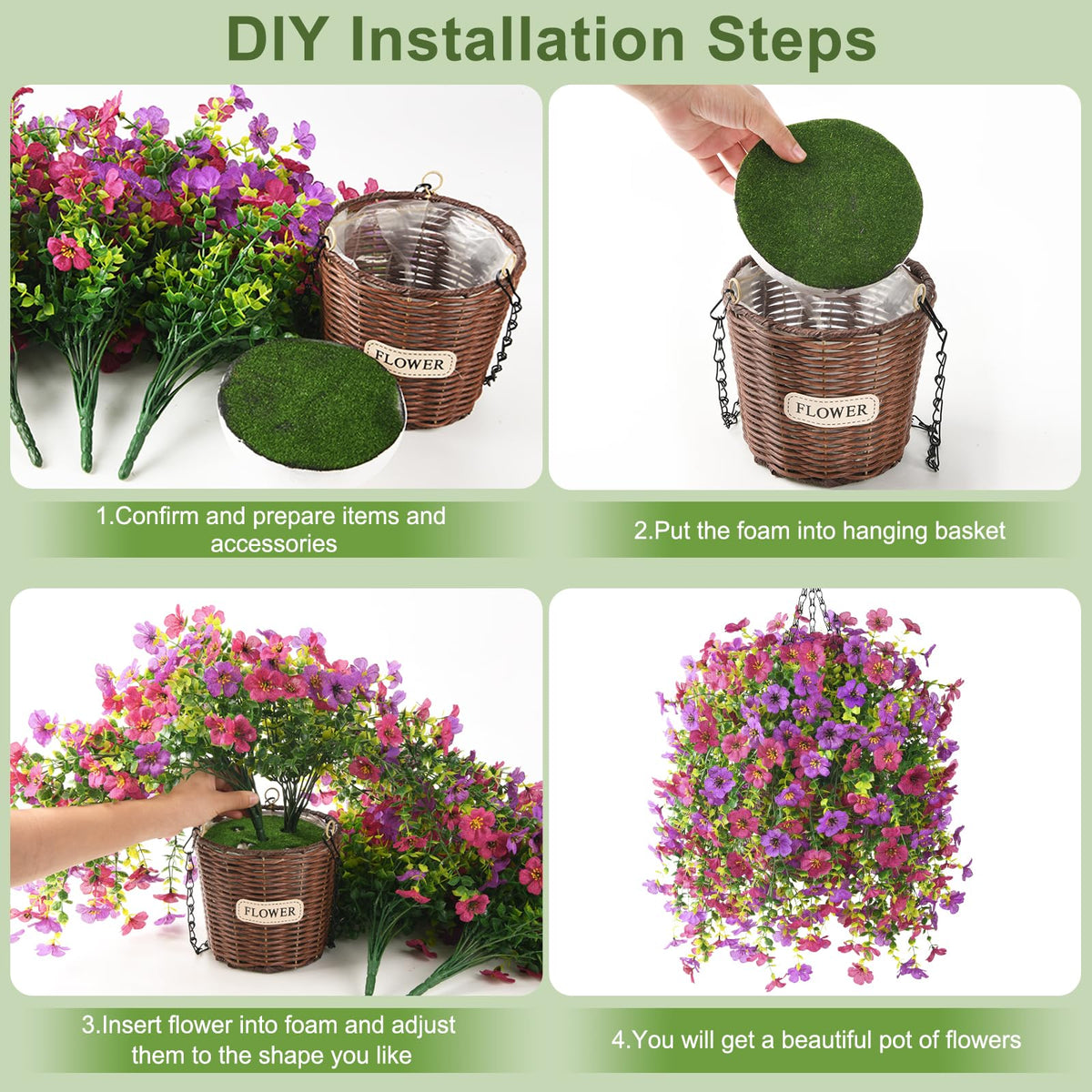 Hommyea flower basket setup shows easy 5 minute assembly