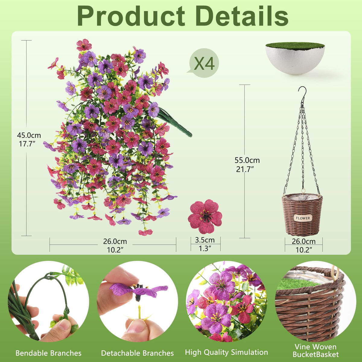 Hommyea hanging basket features green leaves for lush indoor greenery