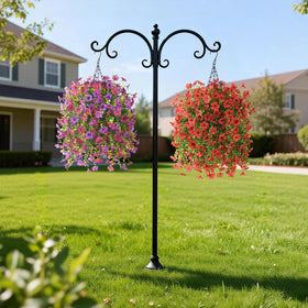 Hommyea red flowers hanging basket brightens outdoor balcony with vibrant color