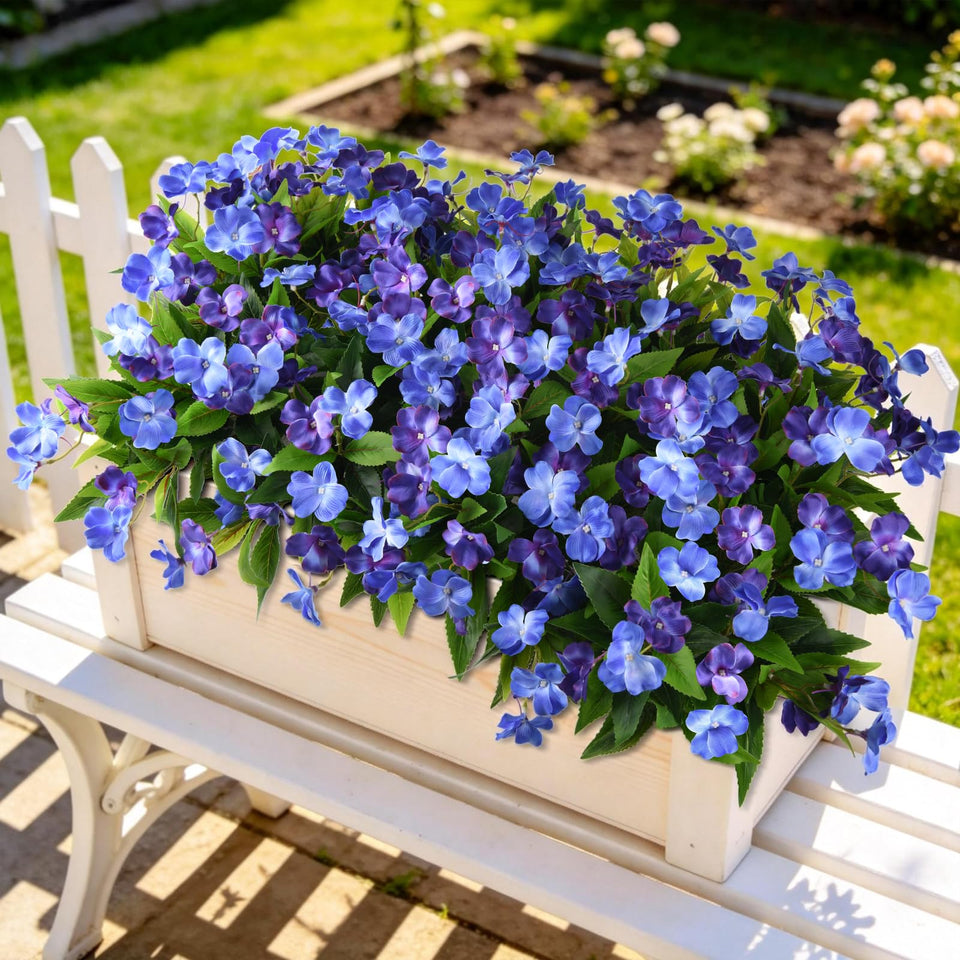Hommyea artificial outdoor flowers six bundles with lush foliage for planters and porches