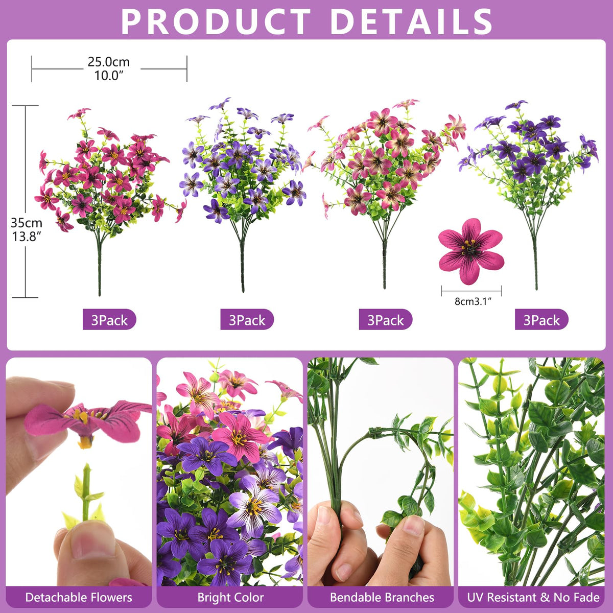 Hommyea soft silk petals provide lifelike texture for porch decor.