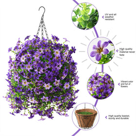 Hommyea artificial flowers with greens highlight year-round balcony appeal.