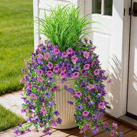 Hommyea artificial hanging flowers double purple bloom add seasonal color with zero upkeep