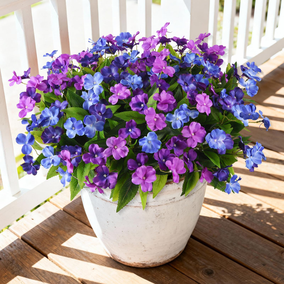 Hommyea artificial impatiens outdoor flower bundle for porch decor with year-round color