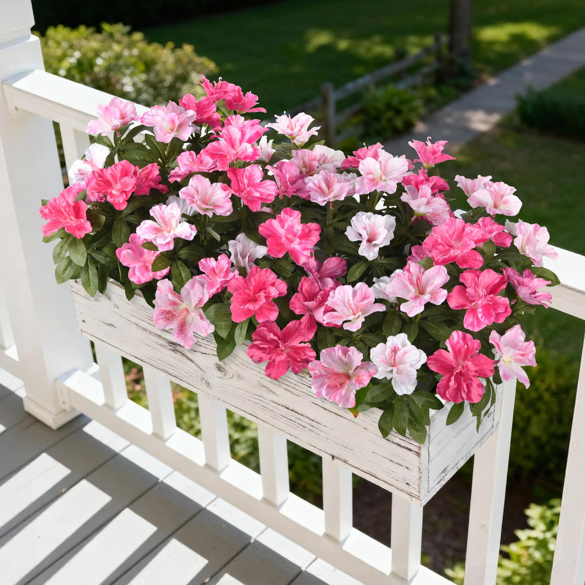 Hommyea hanging basket faux flowers ready to brighten balcony areas
