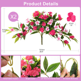 Hommyea outdoor artificial impatiens full display with lush leaves and color