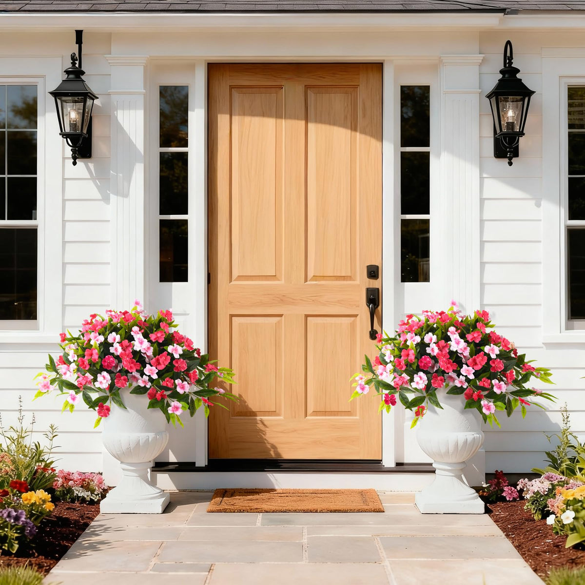 Hommyea outdoor artificial flowers stay vibrant on a weather-ready porch display