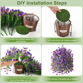 Hommyea outdoor hanging basket features UV-resistant, fade-free petals for year-round appeal.