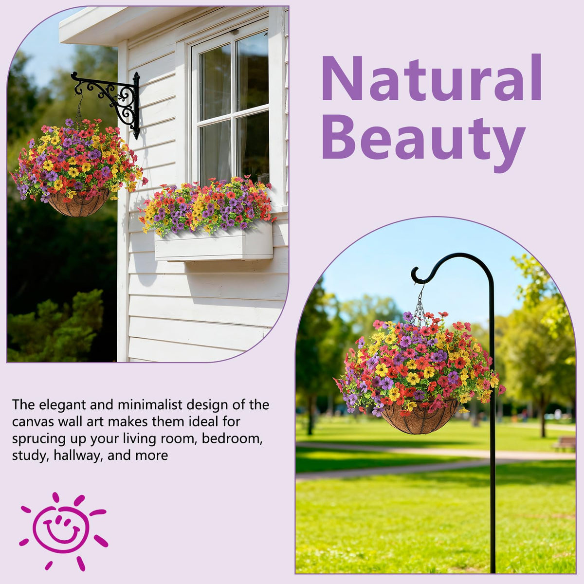 Hommyea outdoor hanging planter with 12 bundles boosts porch curb appeal