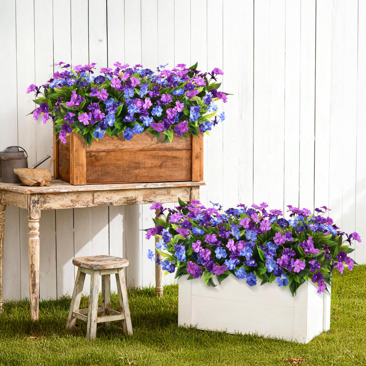 Hommyea plastic flowers no fade for walkways and planters