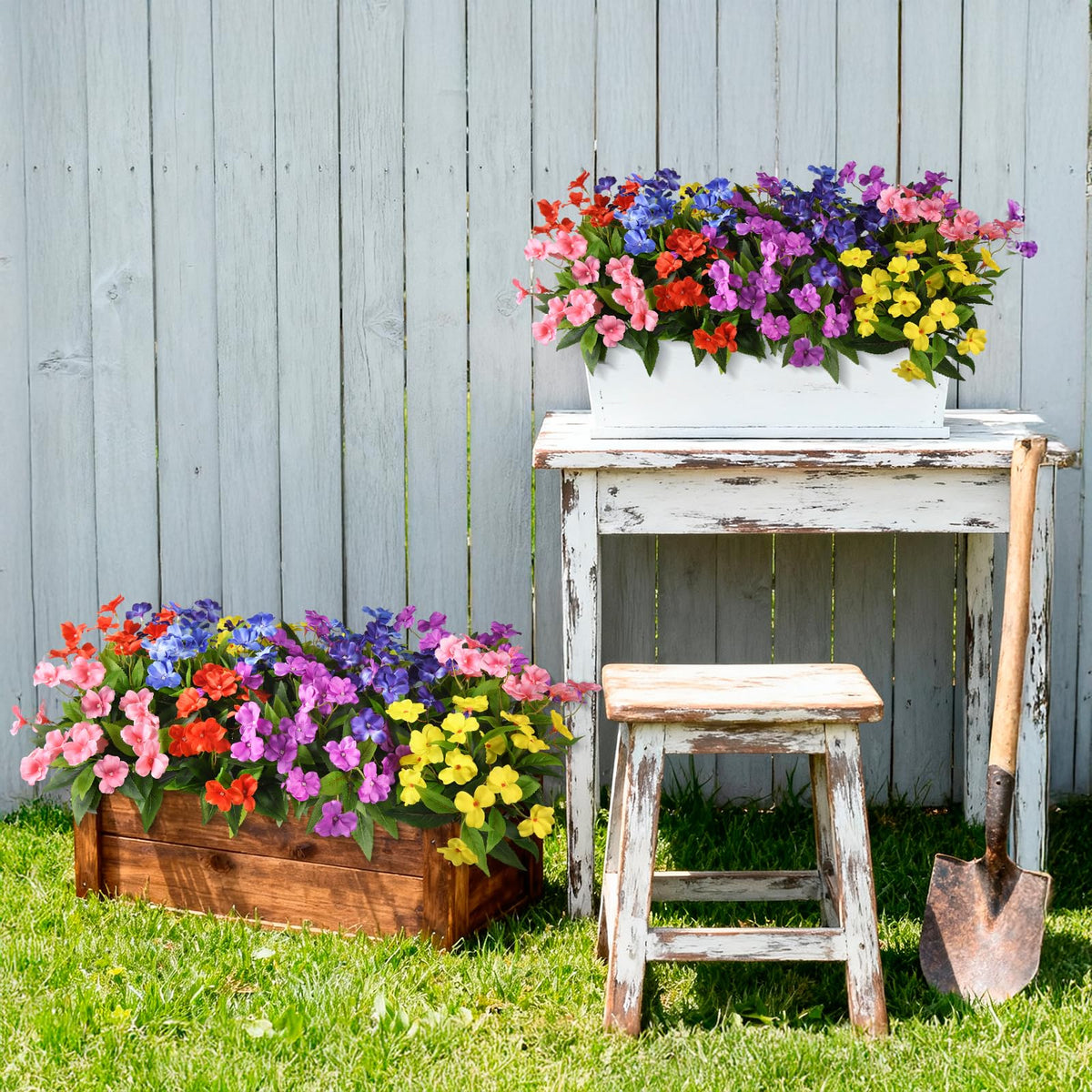 Hommyea weatherproof outdoor flowers withstand rain and sun without fading on patios
