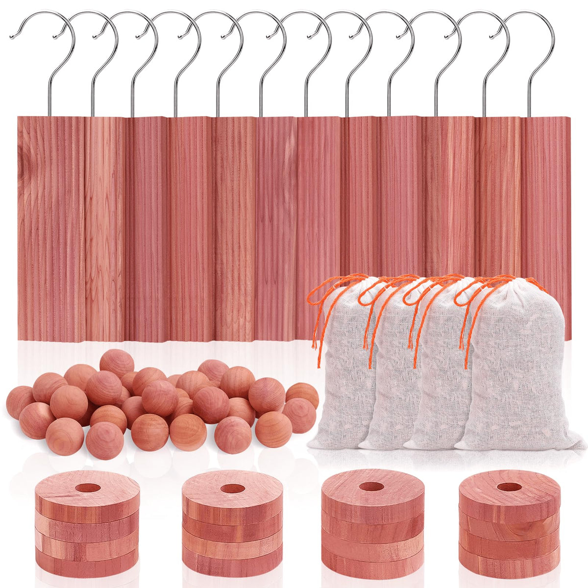 Homode cedar blocks for closet hangers offer natural fragrance and protection for garments.