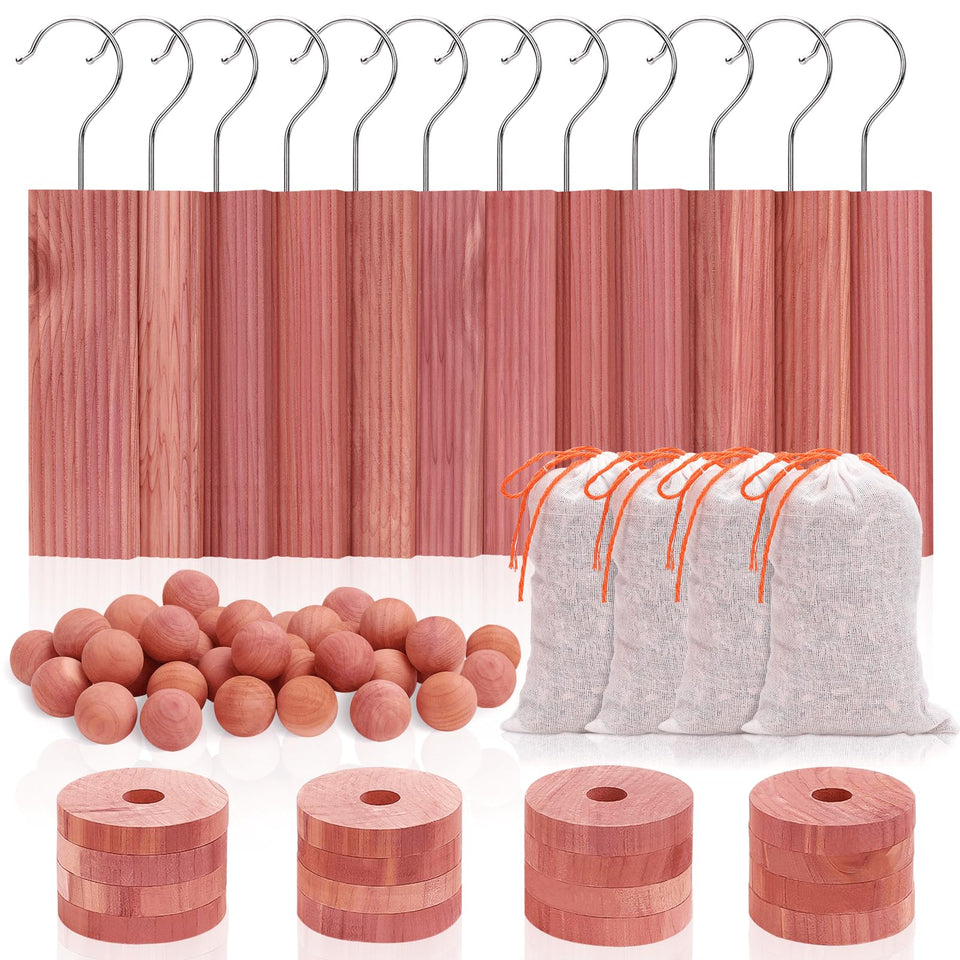 Homode cedar blocks for closet hangers offer natural fragrance and protection for garments.
