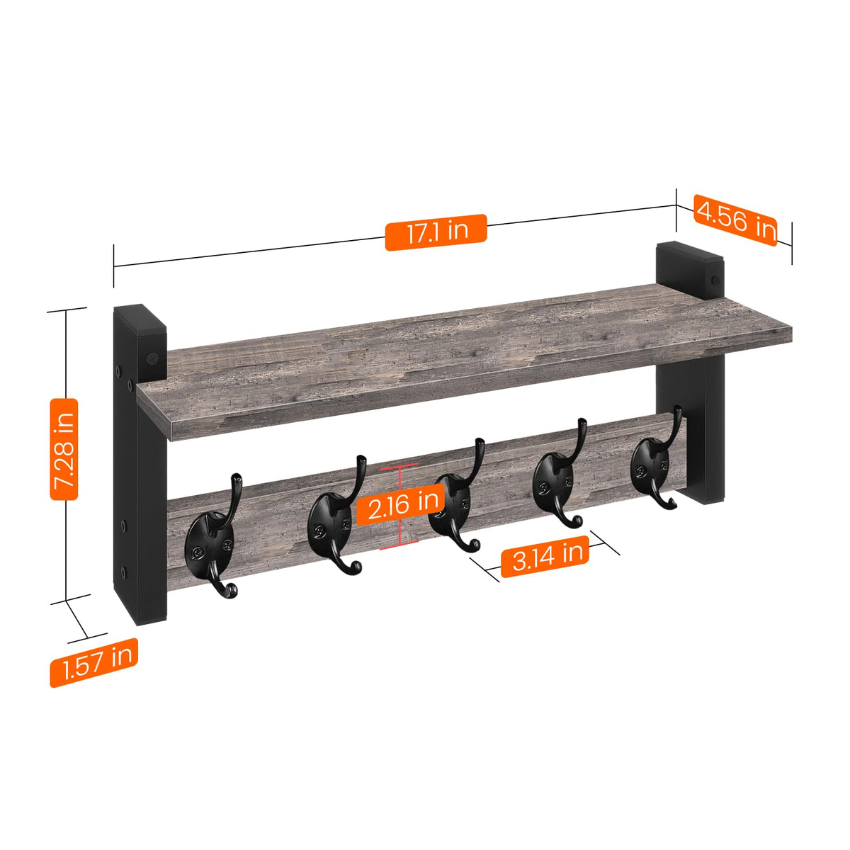 Homode coat rack with shelf anchors lightweight items like hats and mugs securely.