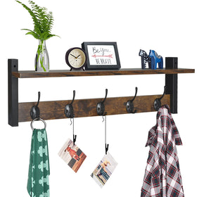 Homode coat rack with wall mount showing sturdy metal frame and 24 inch shelf