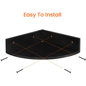 Living room setup using Homode corner floating shelves for decor and storage.