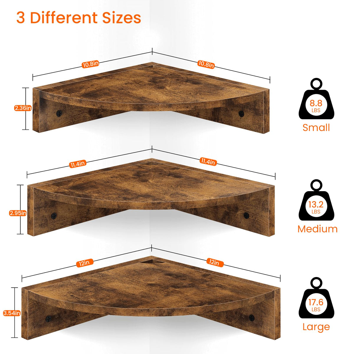 Homode corner shelf particle board construction supports daily use.